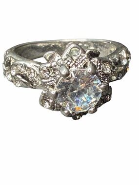 Vintage Sterling Silver CZ Statement Ring size 5